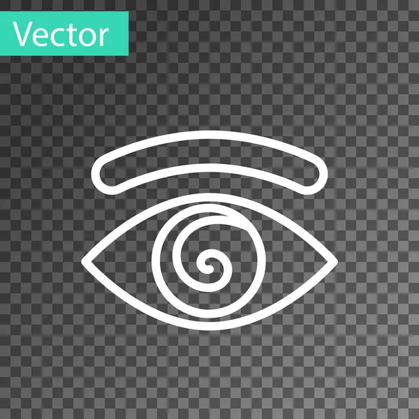 Línea Blanca Icono Hipnosis Aislado Sobre Fondo Transparente Ojo Humano — Vector de stock