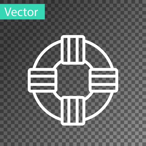 Иконка Lifebuoy Белой Линии Изолирована Прозрачном Фоне Символ Пояса Вектор — стоковый вектор