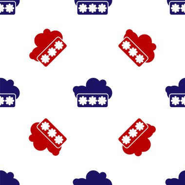 Mavi ve kırmızı parola koruması ve güvenlik erişim simgesi beyaz arka planda izole edilmiş kusursuz desen. Güvenlik, güvenlik, koruma, gizlilik kavramı. Vektör İllüstrasyonu.