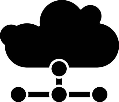 Siyah Ağ bulut bağlantısı simgesi beyaz arkaplanda izole edildi. Sosyal teknoloji. Bulut hesaplama konsepti. Vektör İllüstrasyonu.