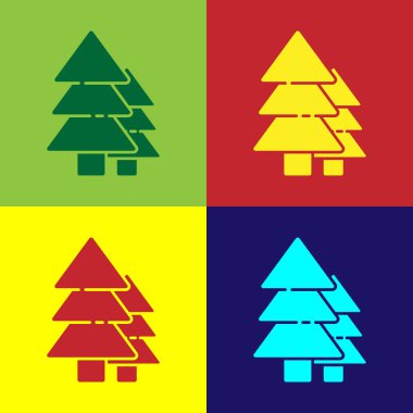 Pop Art Tree simgesi renk arkaplanında izole edildi. Orman sembolü. Vektör İllüstrasyonu.