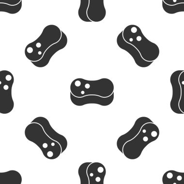 Gri Sünger simgesi beyaz arka planda izole edilmiş kusursuz desen. Bulaşık yıkamak için bir tutam Bast. Temizlik hizmeti konsepti. Vektör İllüstrasyonu.