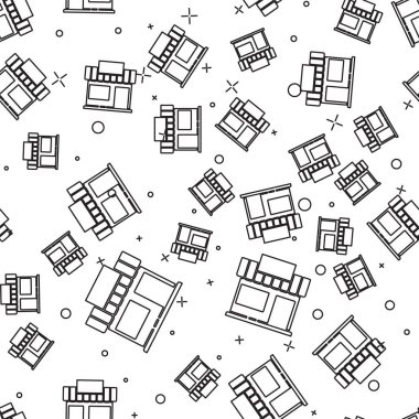 Siyah hat alışveriş binası ya da market simgesi beyaz arka planda izole edilmiş pürüzsüz desen. Dükkan inşaatı. Vektör İllüstrasyonu.