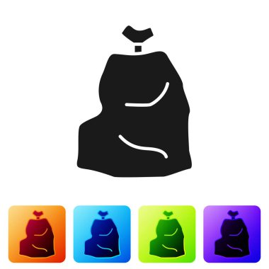 Black Garbage bag icon isolated on white background. Set icons in color square buttons. Vector Illustration.