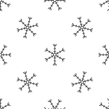 Gri çizgi Kar Tanesi ikonu beyaz arka planda kusursuz desen izole etti. Vektör İllüstrasyonu.