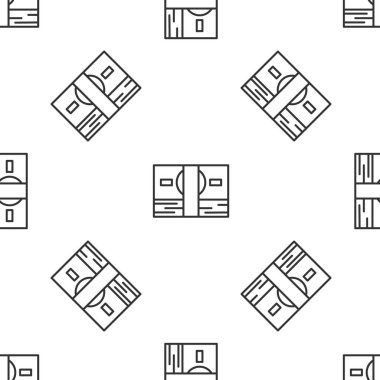 Gri çizgi Stacks kağıt para para ikonu izole beyaz arka planda pürüzsüz desen. Para desteleri. Para birimi. Vektör İllüstrasyonu.