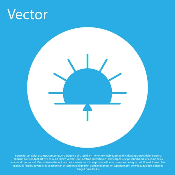 Kék Napkelte Ikon Elszigetelt Kék Háttérrel Fehér Kör Gomb Vektorillusztráció — Stock Vector