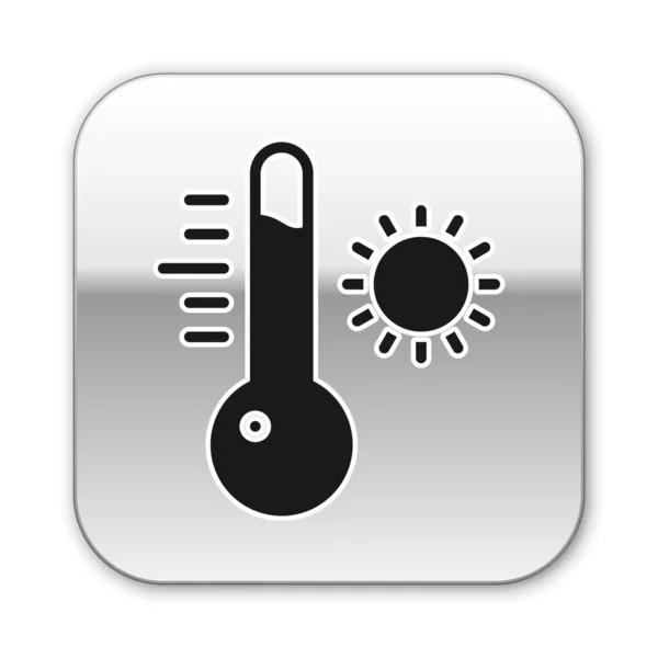 Zwarte Meteorologie Thermometer Meten Pictogram Geïsoleerd Witte Achtergrond Thermometer Apparatuur — Stockvector