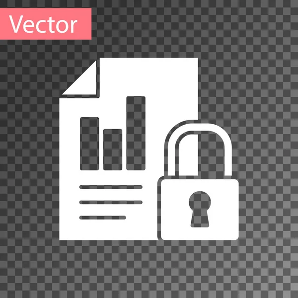 Icône Document Blanc Verrouillage Isolé Sur Fond Transparent Format Fichier — Image vectorielle