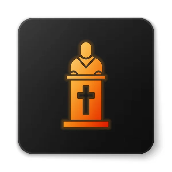 Πορτοκαλί Λαμπερό Νέον Εκκλησία Πάστορας Κήρυγμα Εικόνα Απομονώνονται Λευκό Φόντο — Διανυσματικό Αρχείο