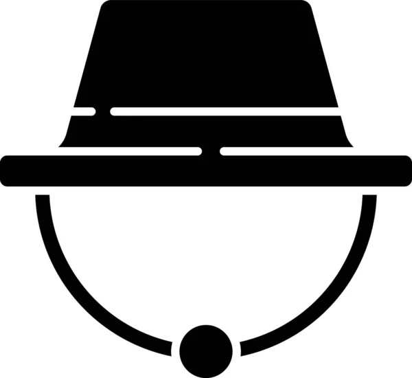 Černá Kemp Ikona Izolované Bílém Pozadí Beach Hat Panama Průzkumník — Stockový vektor