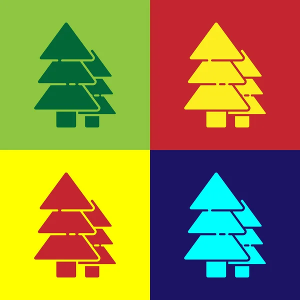 Pop Art Baum Symbol Isoliert Auf Farbigem Hintergrund Symbol Wald — Stockvektor