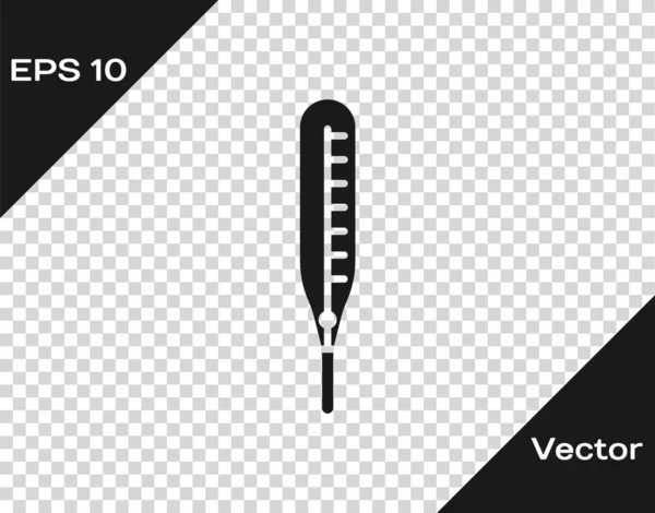 Черный Медицинский Термометр Медицинских Осмотров Значок Изолирован Прозрачном Фоне Векторная — стоковый вектор