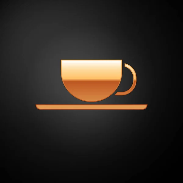Goldene Kaffeetasse Symbol Isoliert Auf Schwarzem Hintergrund Teetasse Vorhanden Heißgetränk — Stockvektor