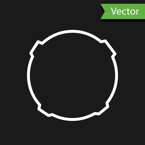 Ícone Lua Linha Branca Isolado Fundo Preto Ilustração Vetorial —  Vetores de Stock