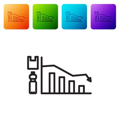 Siyah çizgi Ekoloji bilgi simgesi beyaz arkaplanda izole edildi. Renkli kare düğmelerle simgeleri ayarla. Vektör İllüstrasyonu.