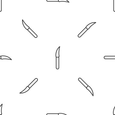 Gri çizgi bıçak ikonu beyaz arka planda kusursuz deseni izole etti. Çatal bıçak sembolü. Vektör İllüstrasyonu.