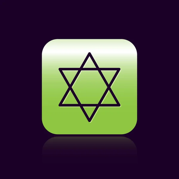 Svart Linje Star David Ikonen Isolerad Svart Bakgrund Judisk Religionssymbol — Stock vektor