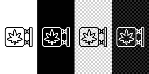 Set Line Marijuana Cannabis Store Icon Isolated Black White Background — Stock Vector