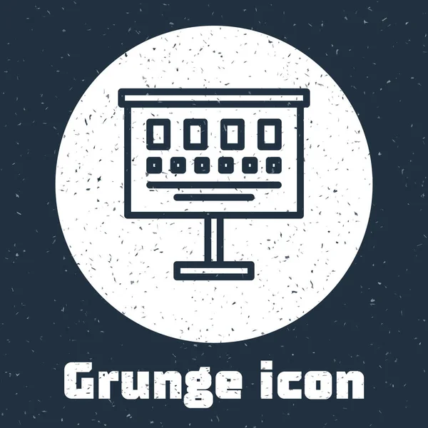 Grunge Line Icono Gráfico Pruebas Oculares Aislado Sobre Fondo Gris — Vector de stock