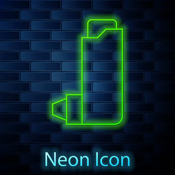 Zářící Neonová Čára Ikona Inhalátoru Izolovaná Pozadí Cihlové Stěny Dýchání — Stockový vektor