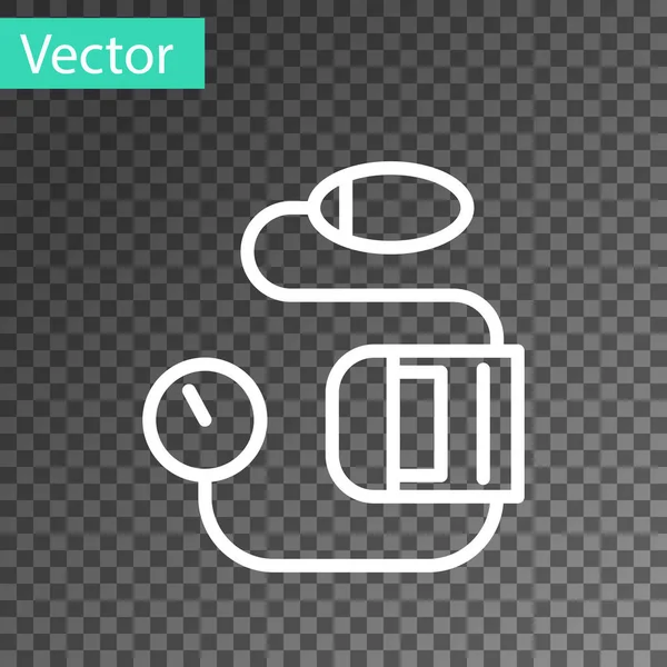 Witte Lijn Bloeddrukpictogram Geïsoleerd Transparante Achtergrond Vector Illustratie — Stockvector