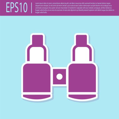 Retro mor dürbün simgesi turkuaz arka planda izole edildi. Yazılım işareti bul. Casus ekipman sembolü. Vektör.