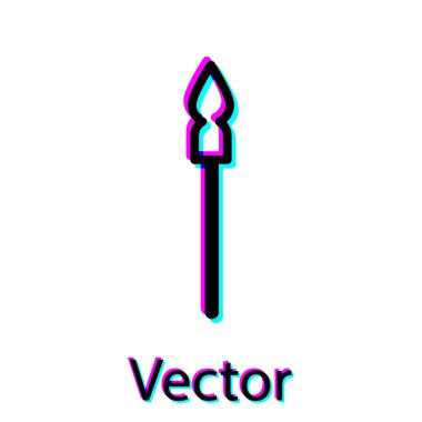 Beyaz arka planda siyah ortaçağ mızrak ikonu izole edildi. Ortaçağ silahı. Vektör.