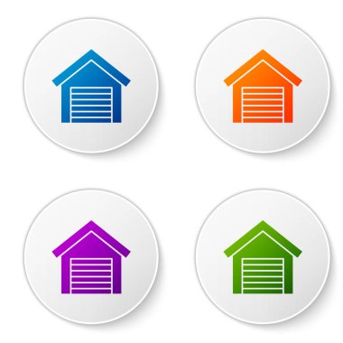 Renk Garajı simgesi beyaz arkaplanda izole edildi. Simgeleri daire düğmelerine ayır. Vektör.