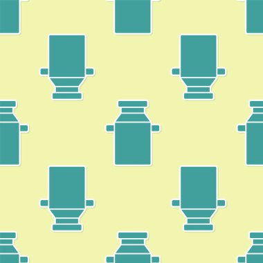 Süt ikonu için yeşil konteynır sarı arka planda izole edilmiş pürüzsüz desen. Vektör.