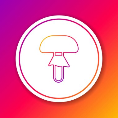 Renk çizgisi mantar simgesi renk arkaplanında izole edildi. Çember beyaz düğme. Vektör.