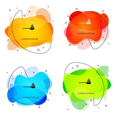 Beyaz arka planda izole edilmiş bir kaşık ikonunda siyah havyar. Sıvı şekilli soyut pankart. Vektör..