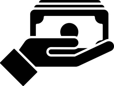 Black Stacks kağıt para beyaz arka planda izole el ikonu. Sigorta konsepti. Para desteleri. Para birimi. Vektör..