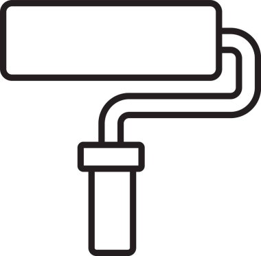 Beyaz arkaplanda siyah çizgi boyalı fırça ikonu izole edildi. Vektör.