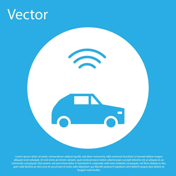 Синий Smart Автомобильная Система Иконкой Беспроводной Связи Выделенной Синем Фоне — стоковый вектор
