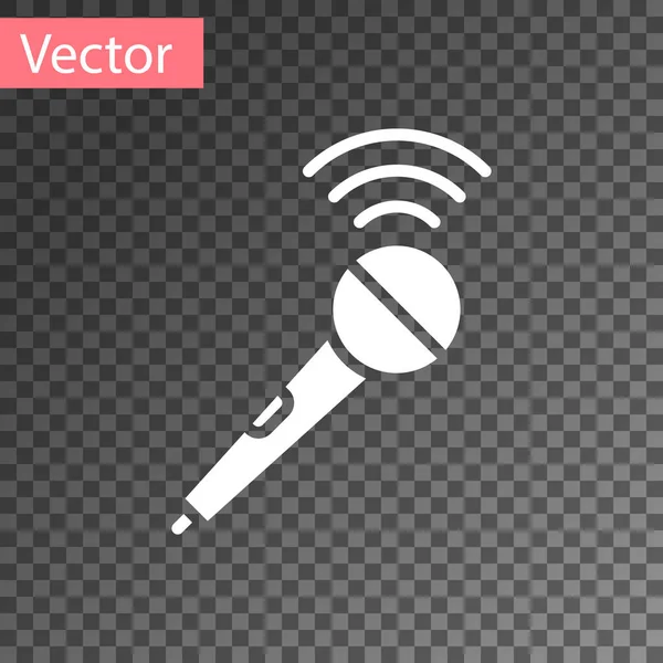 Weißes Drahtloses Mikrofonsymbol Isoliert Auf Transparentem Hintergrund Mikrofon Radio Lautsprecherzeichen — Stockvektor