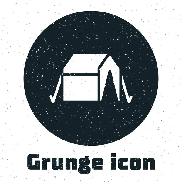 Grunge Tourist Zelt Ikone Isoliert Auf Weißem Hintergrund Camping Symbol — Stockvektor