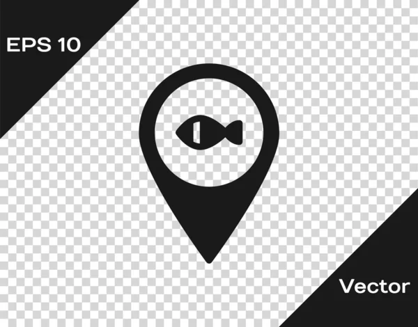 Black Location Fishing Symbol Isoliert Auf Transparentem Hintergrund Fischerort Vektor — Stockvektor