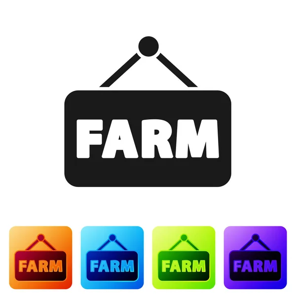 Sinalização Preta Com Texto Ícone Farm Isolado Fundo Branco Definir —  Vetores de Stock