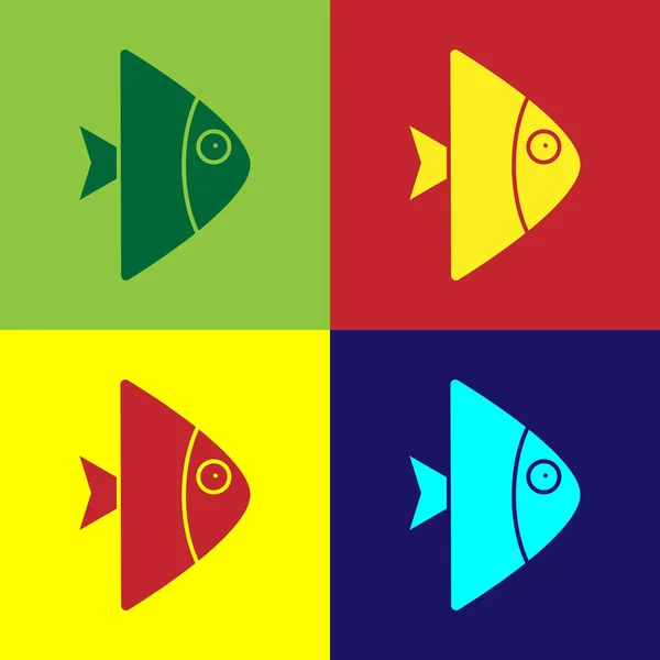 Pop Konst Fisk Ikon Isolerad Färg Bakgrund Vektor — Stock vektor