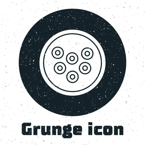 Grunge Caviar Sur Une Icône Plaque Isolée Sur Fond Blanc — Image vectorielle