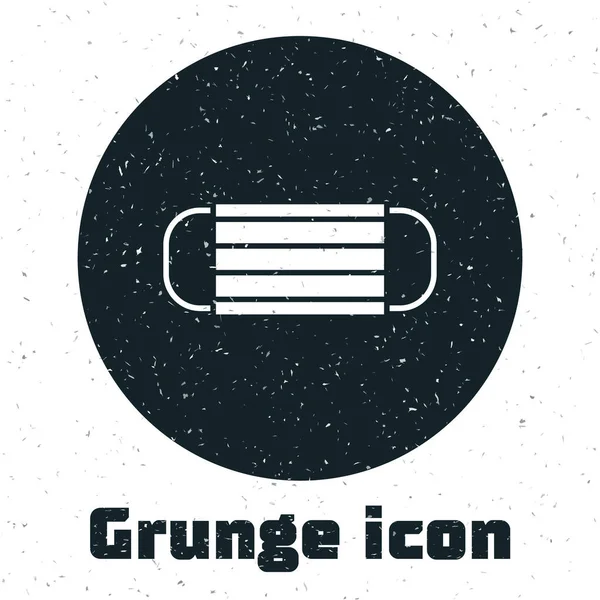 Grunge Icône Masque Protection Médicale Isolé Sur Fond Blanc Dessin — Image vectorielle