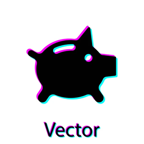 Icono Black Piggy Bank Aislado Sobre Fondo Blanco Icono Ahorro — Vector de stock