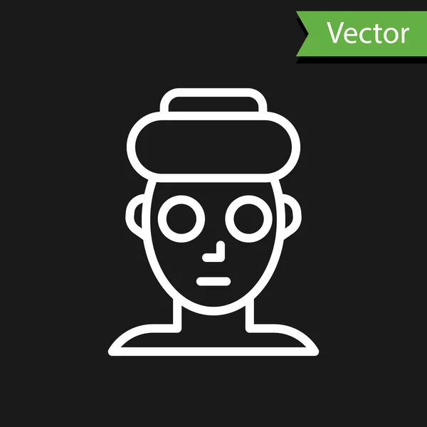 Línea Blanca Icono Máscara Cosmética Facial Aislado Sobre Fondo Negro — Vector de stock