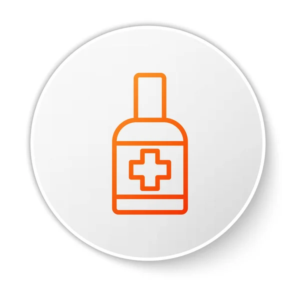 Oranje Lijn Fles Vloeibare Antibacteriële Zeep Met Dispenser Pictogram Geïsoleerd — Stockvector