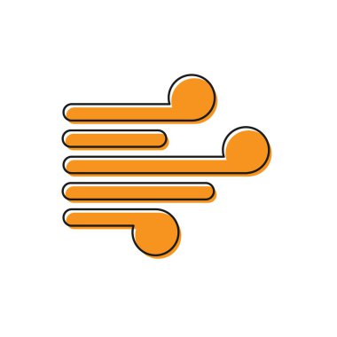 Turuncu Rüzgar simgesi beyaz arkaplanda izole edildi. Rüzgarlı bir hava. Vektör İllüstrasyonu.