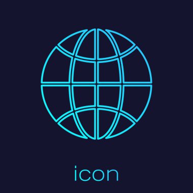 Turkuaz hattı dünya çapında bir simge mavi arkaplanda izole edildi. Yerküreye iğnele. Vektör İllüstrasyonu.