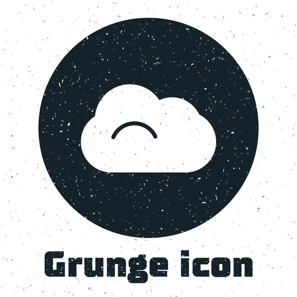 Ikona Grunge Cloud Odizolowana Białym Tle Monochromatyczny Rysunek Rocznika Ilustracja — Wektor stockowy