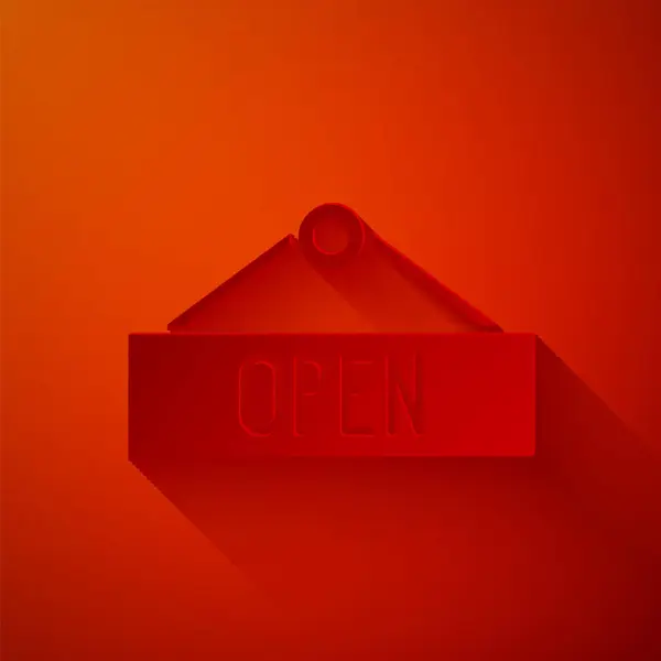 Kağıt Kesme Işareti Kırmızı Arkaplanda Izole Edilmiş Metin Açık Kapı — Stok Vektör