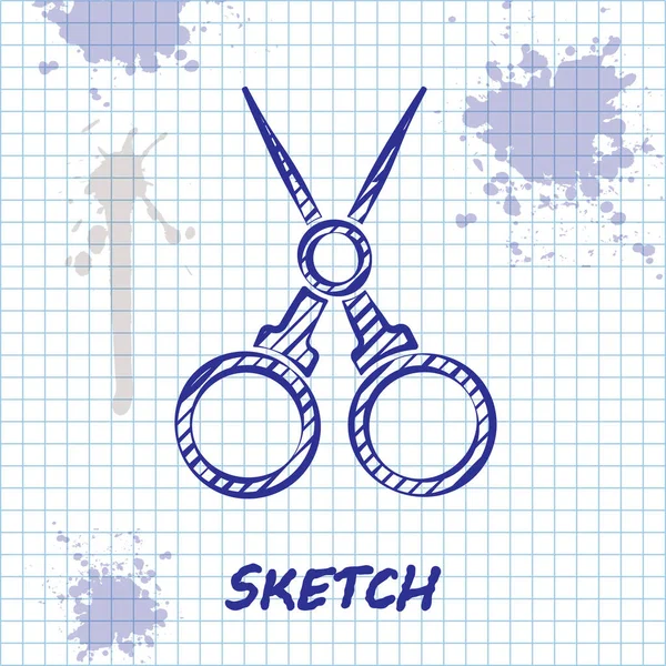 Sketch Line Scissors Friseursymbol Isoliert Auf Weißem Hintergrund Friseur Modesalon — Stockvektor